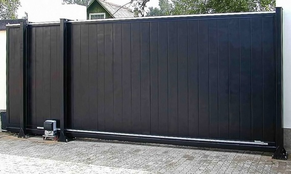 Откатные алюминиевые ворота Alutech Prestige 96мм (ш*в) 3800*2085, RAL7016,S-Гофр купить по низкой цене в городе Краснодар